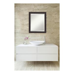 Narrow 19 in. W x 23 in. H Framed Rectangular Beveled Edge Bathroom Vanity Mirror in Rustic Pine