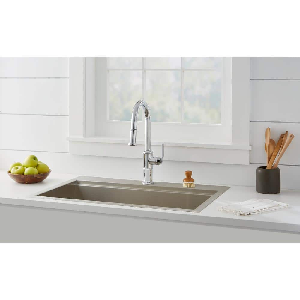 Kinzie Chrome Single Handle Pull-Down Kitchen Faucet with Spray