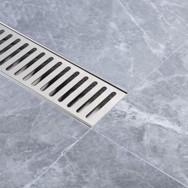 Bostingner Rectangle Linear Shower Drain with Flange 24Inch/32Inch Mat