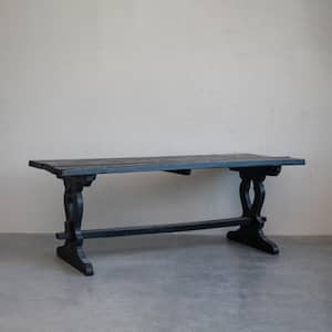 Traditional Black Wood 31.25 in. Trestle Dining Table Seats 8