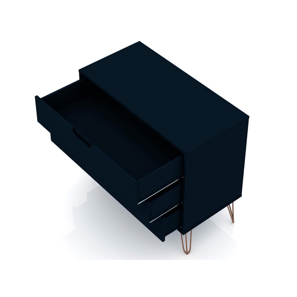 Tatiana Midnight Blue 3-Drawer Mid-Century Modern Dresser