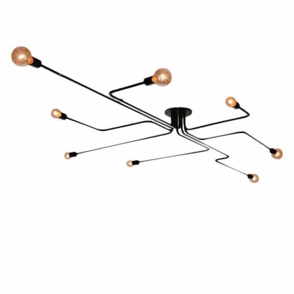 Electodyte 26 in. 8-Light Indoor Black Flush Mount Chandelier