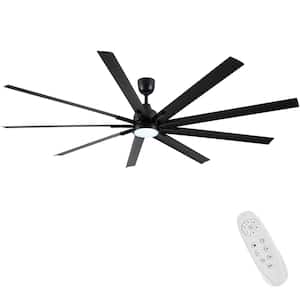 84" LED Dimmable, Timed, 6 Speed, 3 Colors, Indoor Large Black Ceiling Fan with Remote Control