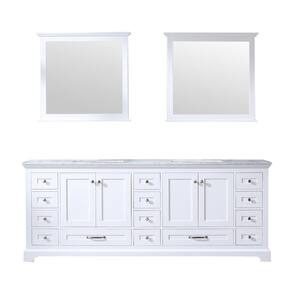 Dukes 84 Inch Double Bathroom Vanity in White with Top and Mirror