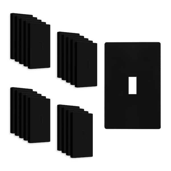 1-Gang Toggle Plastic Screwless Wall Plate, Black (20-Pack)