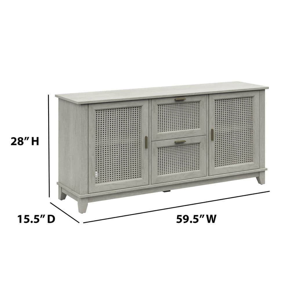 Fairfax Oak Cane Weave Hinged Door Sideboard