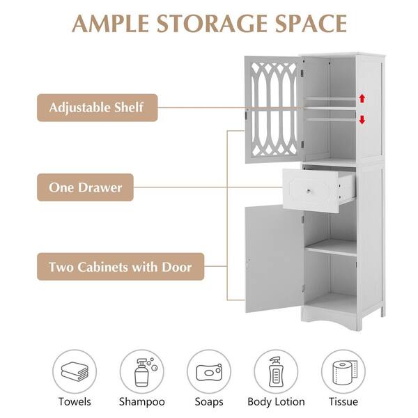 FUNKOL 14.2 in. W x 16.5 in. D x 63.8 in. H Ready to Assemble Floor Base Kitchen Cabinet in Green with 2-Doors and 1-Drawer