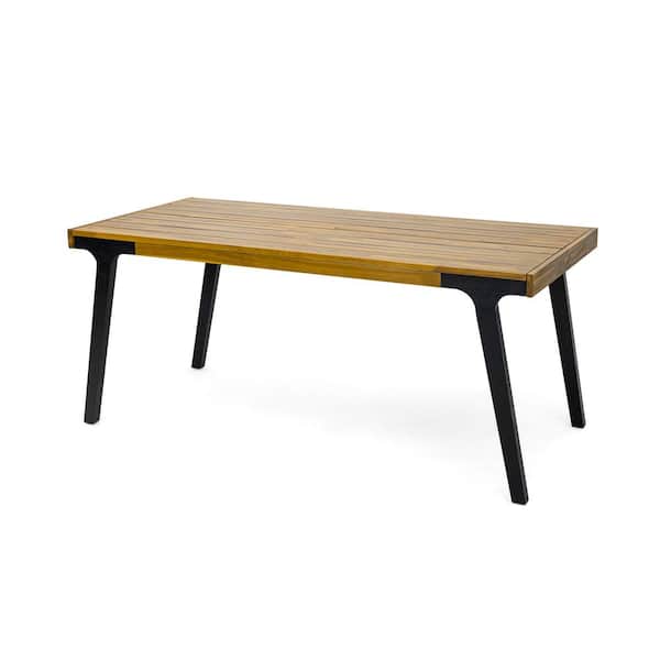 Avex Teak Black Rectangular Wood 30 in. H Outdoor Dining Table