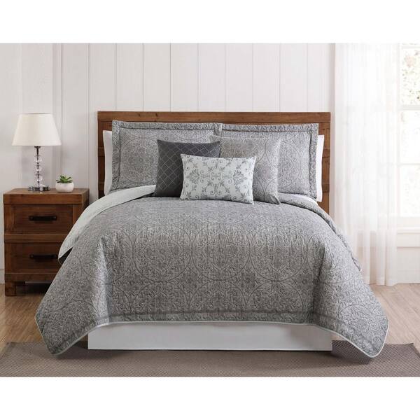Style 212 Calista 6-Piece Grey King Quilt Set QS2177KG6-2500 - The Home ...