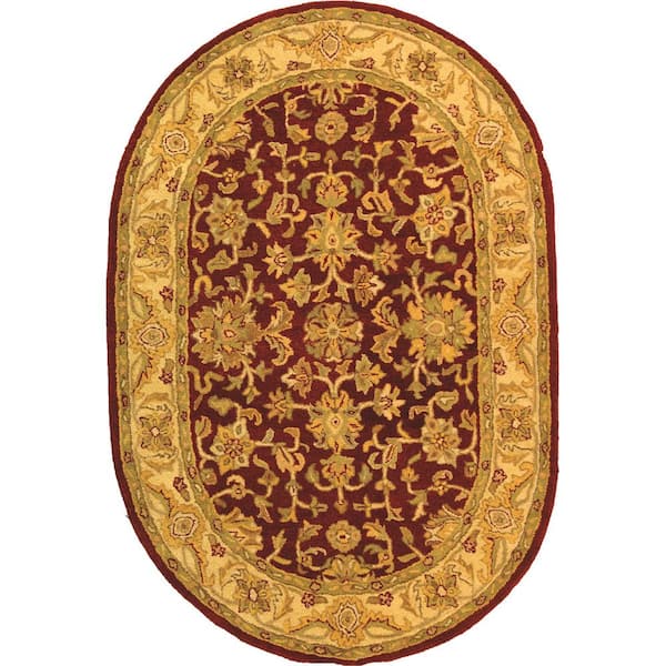 SAFAVIEH Antiquity Red/Gold 8 ft. x 10 ft. Oval Border Area Rug