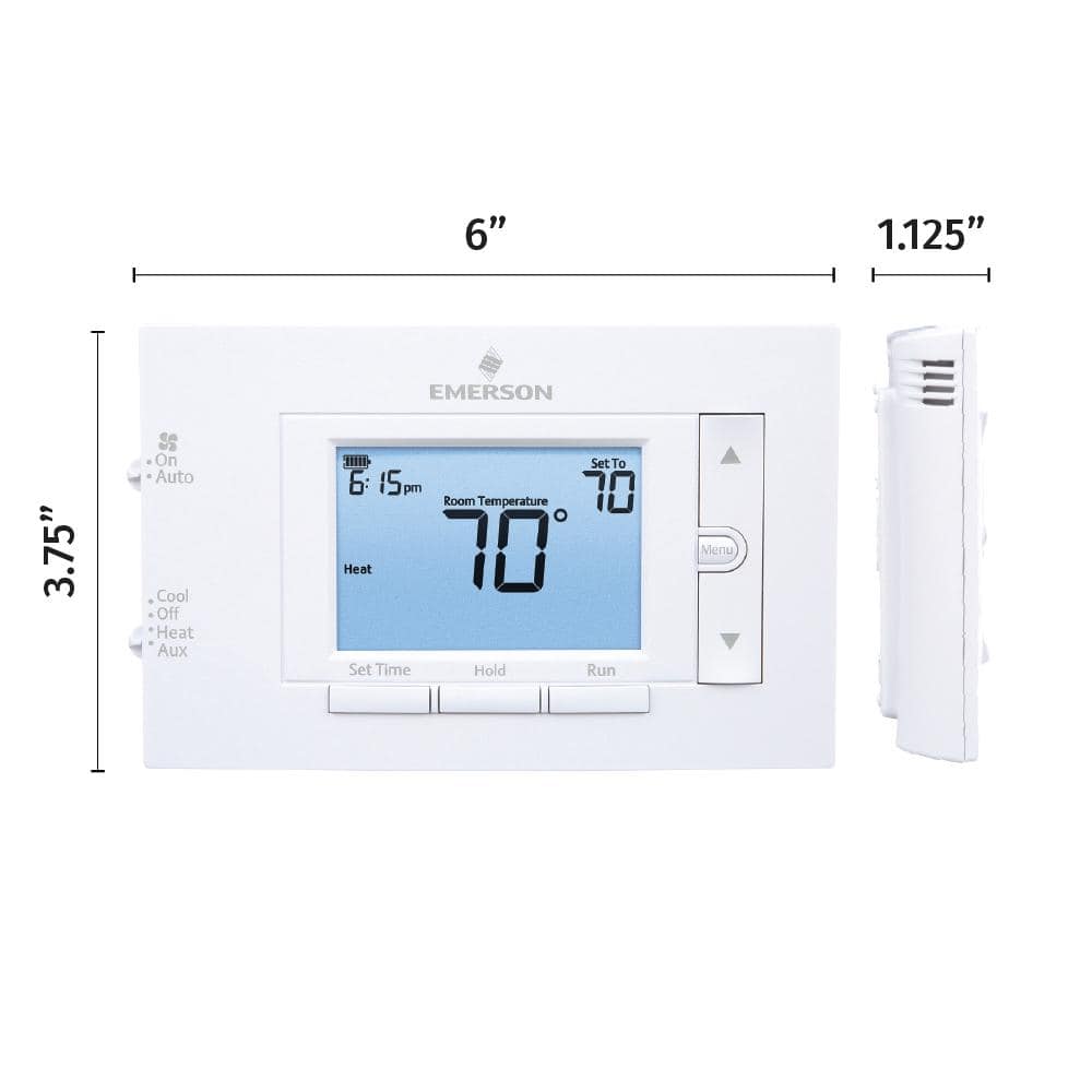Emerson White Programmable Digital Heat Pump Thermostat