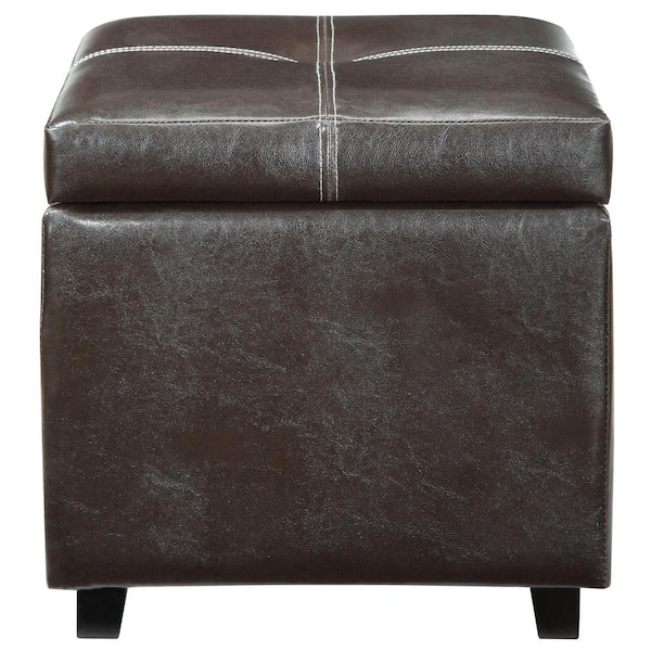 MODWAY Espresso Treasure Upholstered Vinyl Ottoman
