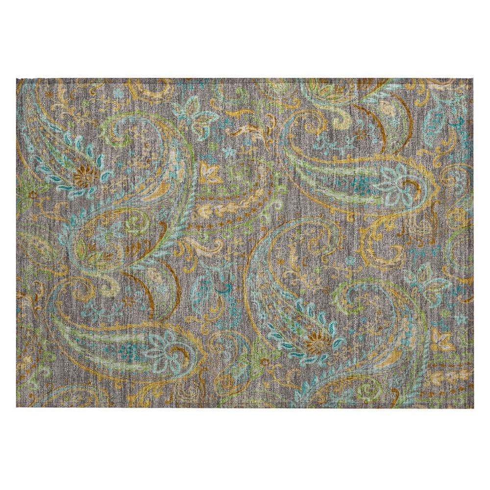 Taupe 2 ft. x 3 ft. Woven Paisley Polyester Rectangle Indoor/Outdoor Area Rug price history on PriceWatchPro