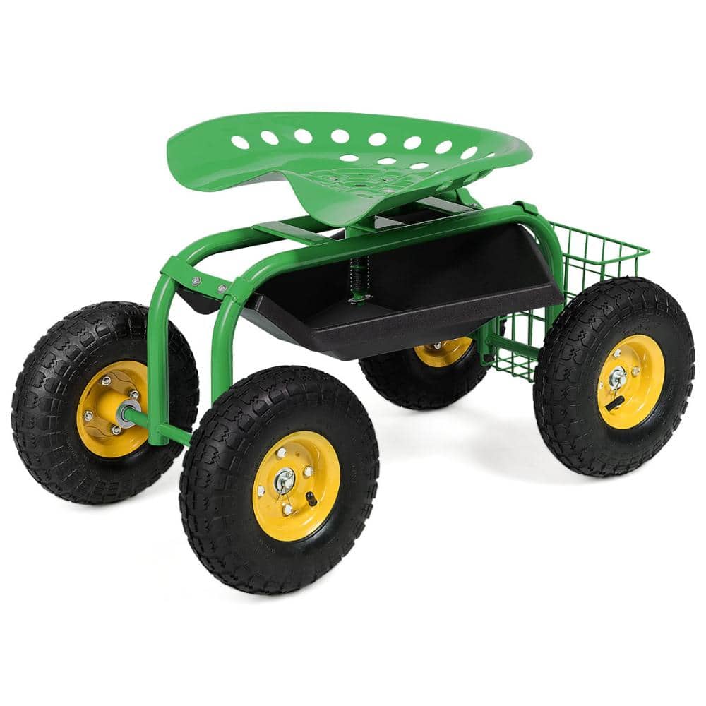 Rolling Garden Work Seat with Tool Tray, 330 lbs Capacity, 10 in. Pneumatic Wheels, Swivel, Green price history on PriceWatchPro