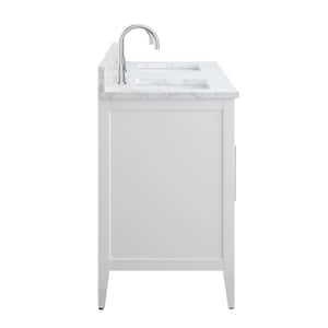 72 in. W x 22 in. D x 34 in. H Double Sink Bathroom Vanity Cabinet in White with Engineered Marble Top in White