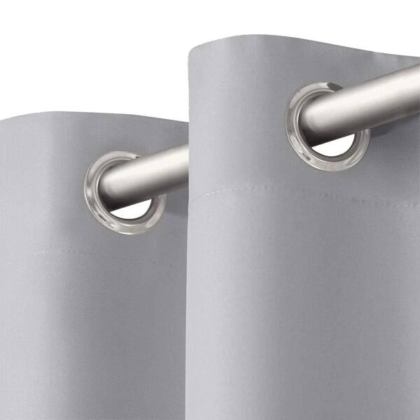Cabana Cloud Grey Solid Light Filtering Grommet Top Indoor/Outdoor Curtain, 54 in. W x 84 in. L (Set of 2)