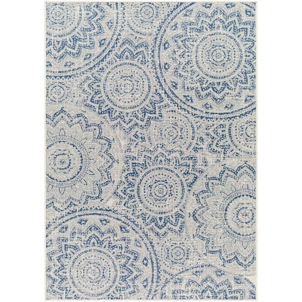Livabliss Ravello Blue Paisley 7 ft. x 9 ft. Indoor/Outdoor Area Rug