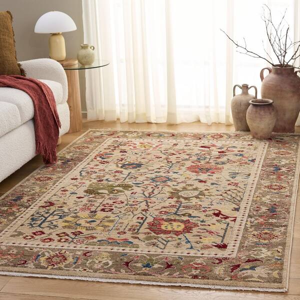 Kashan 7 x 9 Beige/Taupe Persian Area Rug