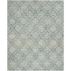 Abstract Blue/Gray 11 ft. x 15 ft. Diamond Floral Area Rug