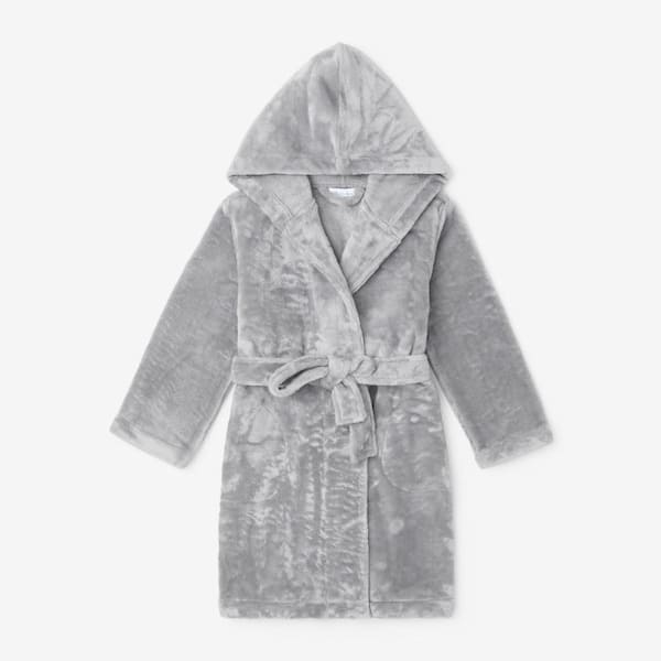 The Company Store Company Plush Family Kids 10/12 Light Gray Robe