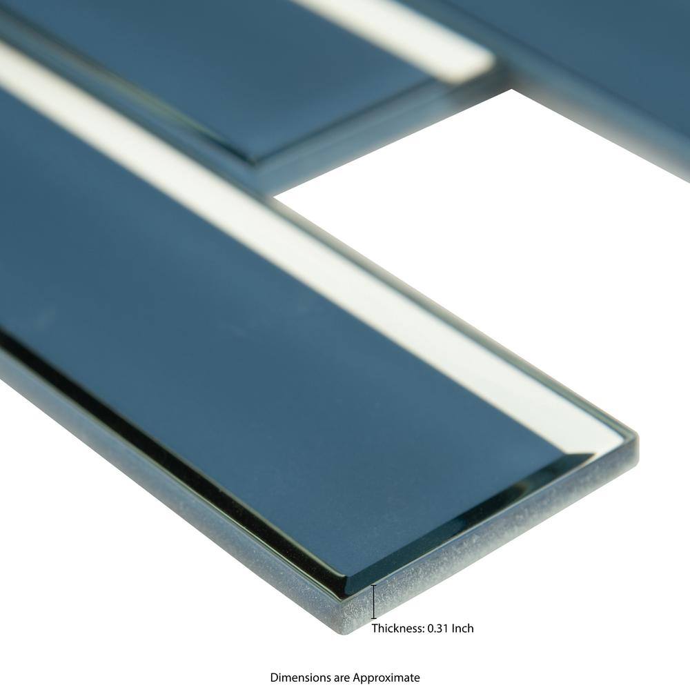 Haiku Sapphire 3x9 Beveled Glass Subway Tile Case