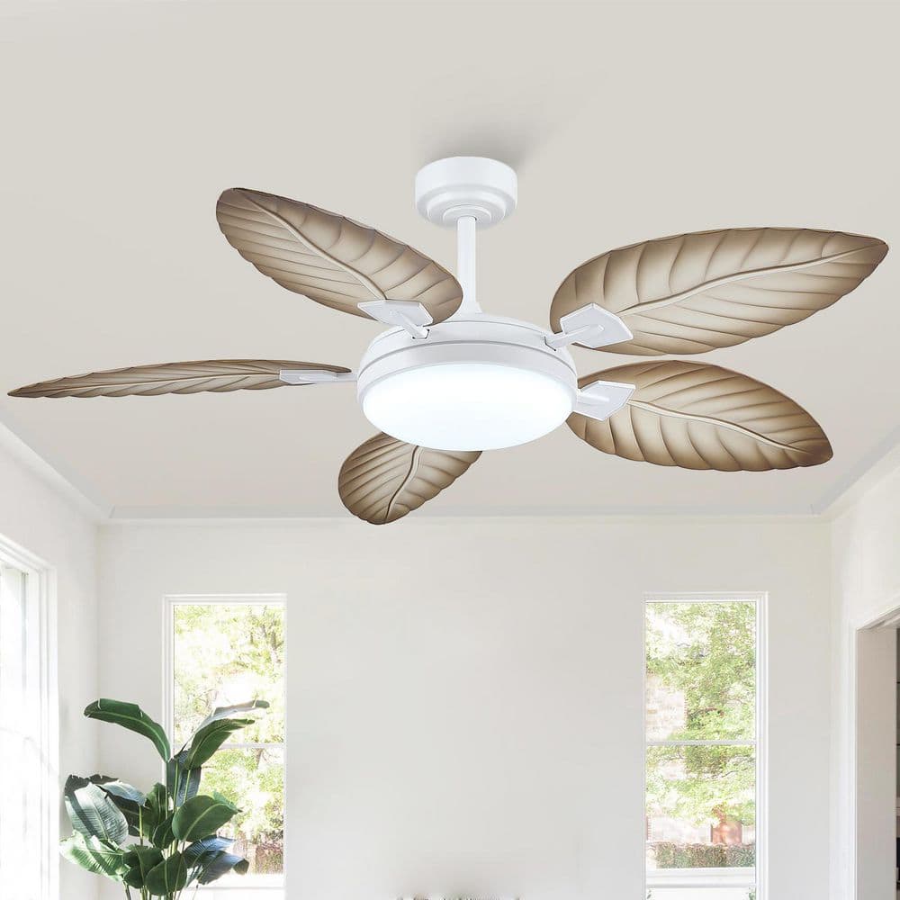 Kviflon 52 in. Indoor/Outdoor Retro Palm Leaf Blades Downrod White