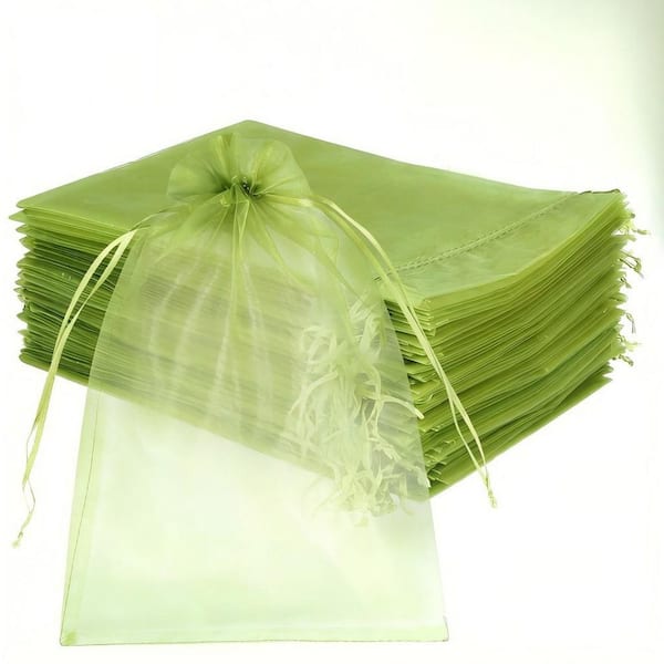 100 Piece 8 x 12 in. Fruit Protection Bags, Green Netting Cover Bags Pest Barrier for Grapes Mango Trees Veggies Garden