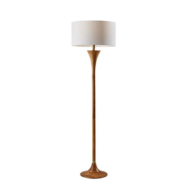 Adesso Rebecca 60 in. 1-Light Natural Rubberwood with Antique Brass Accent Bulb Pendant