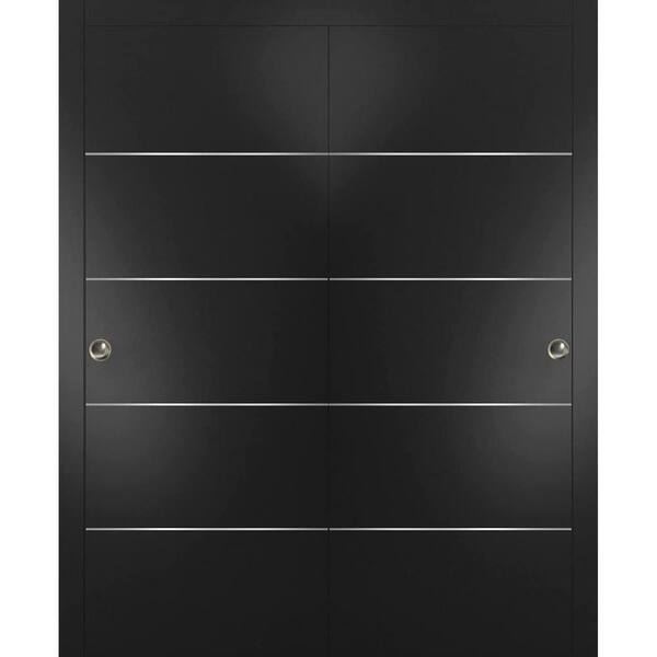 Sartodoors Planum 0020 36 In. X 96 In. Flush Black Finished WoodSliding ...