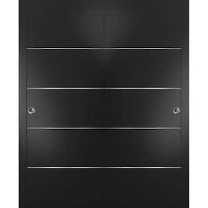 Planum 0020 56 in. x 80 in. Flush Black Finished WoodSliding door with Closet Bypass Hardware