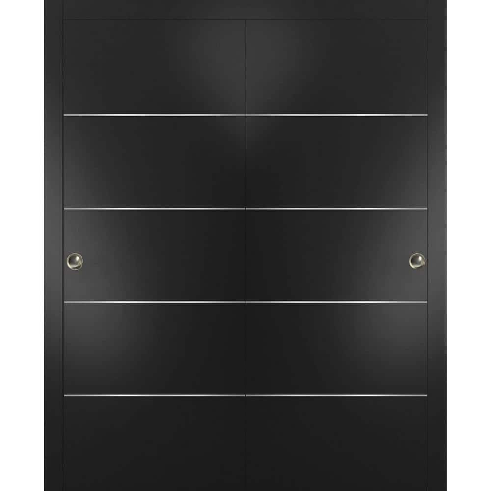 Sartodoors Planum 0020 56 In. X 96 In. Flush Black Finished WoodSliding ...