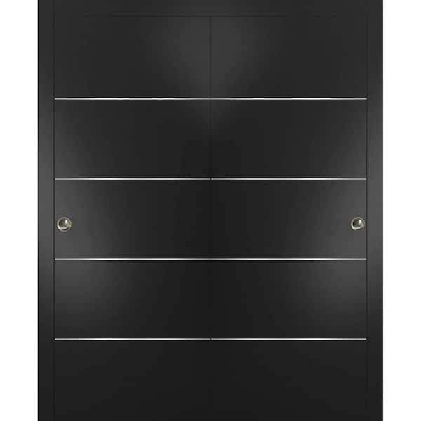 Sartodoors Planum 0020 72 In. X 96 In. Flush Black Finished WoodSliding ...