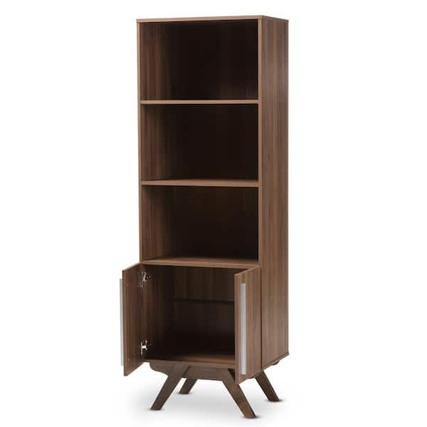 Baxton Studio 70.83 in. Brown Wood 3 shelf Accent Bookcase with