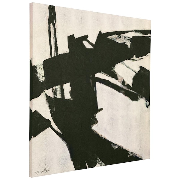 Empire Art Direct Bold Abstraction I Abstract Black White Art on Gold Shagreen Wrapped canvas Unframed Wall Art 44 in. x 44 in.