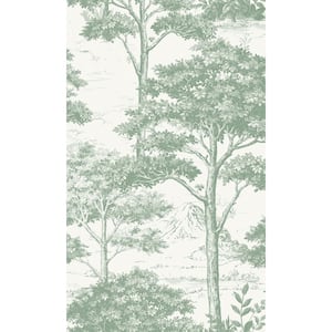 Green Tropical Foliage Trees 57 sq. ft. Non-Woven Textured Non-pasted Double Roll Wallpaper