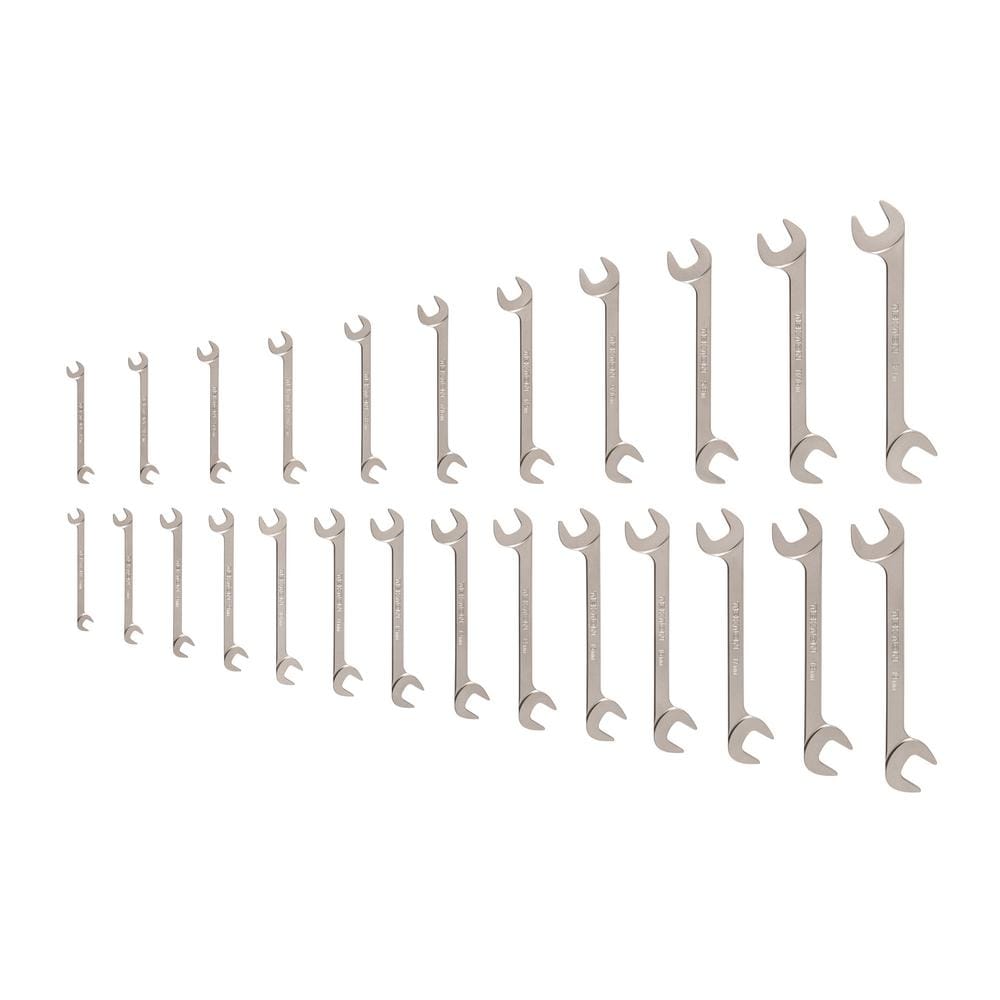 Tekton 1/4-3/4 in., 6-19 mm Angle Head Open End Wrench Set (25-Piece)