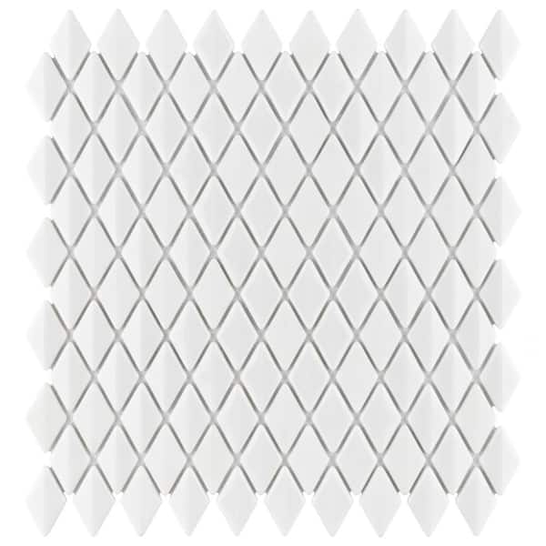 Merola Tile Expressions Beveled Diamond White 11-5/8 in. x 12 in. Glass Mosaic Tile (0.99 sq. ft./Each)