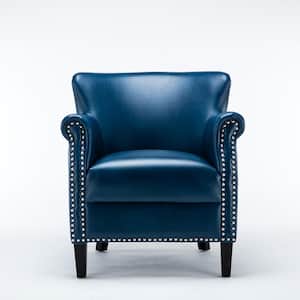 Holly Navy Blue Faux Leather Club Chair