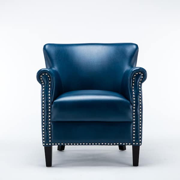 Holly Navy Blue Faux Leather Club Chair, Blue Leather Chair