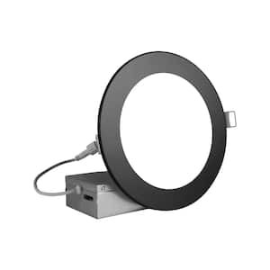 RELS Round 6 in. Black Selectable IC-Rated Integrated LED Recessed Downlight Trim Kit