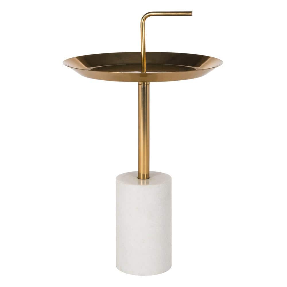 Apollo Round Brass and Marble Accent Table