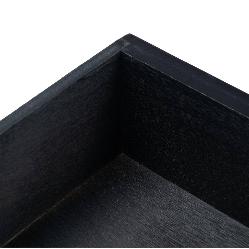 Black Wood Rectangular Accent Table with Storage Drawer