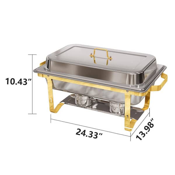 Nexaio Chafing Dishes For Buffet 2 Pack, 5qt Round Chafing Dish Buffet Set [Elegant Gold And Silver Colors] Stainless Steel Buffet Food Warmers Sets