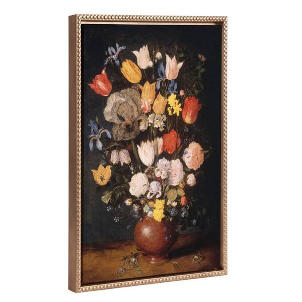 Kate and Laurel Soft Floral Bouquet Painting Framed Canvas Wall Art 1-Piece Gold Framed Canvas Art Print, 18 in. x 24 in.