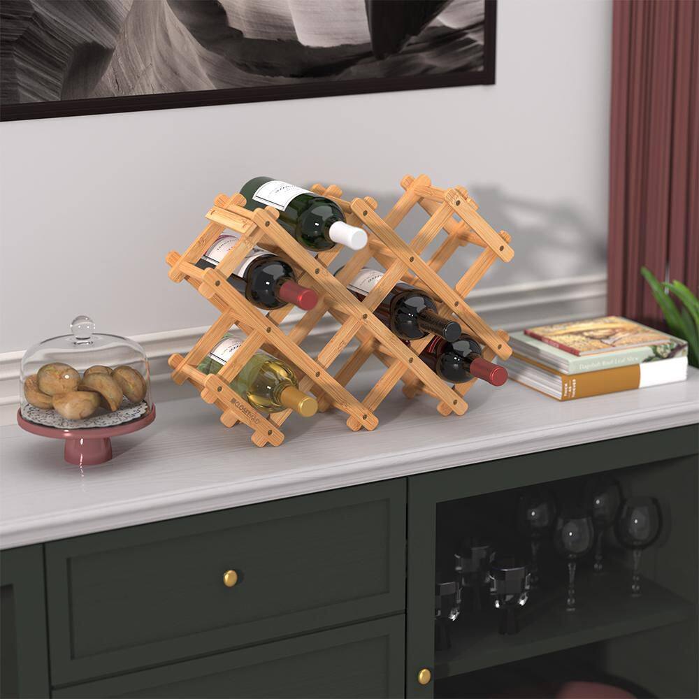 ClosetMaid Bamboo Folding 8-Bottle Wine Rack for Countertops