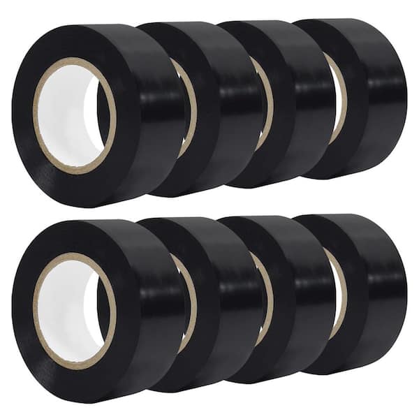 1 x 66 ft. Electrical Insulating Tape Black 8 Rolls Indoor Outdoor Electric Tape for Wire and Cable