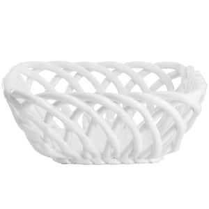 Modern Prestige 9 in. Square Dolomite Basket Serving Bowl in White