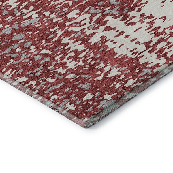 Mayfield Premium Machine Washable Abstract AMF949 Garnet 8 ft. x 8 ft. Round Rug