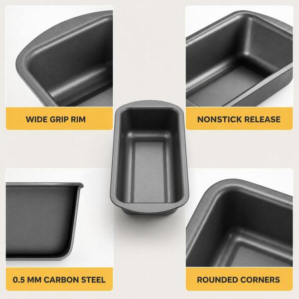 Numhew 3-Pack 10.0 x 5.3 in. Loaf Pan Set, With Wide Grips