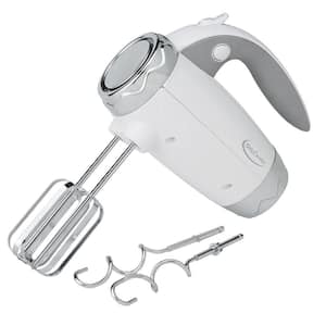 7-Speed White Hand Mixer with Beater Attachments